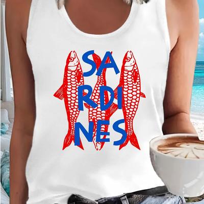 TEMU Graphic Print Tank Top, Sleeveless Casual Top For Summer & Spring, Women's Clothing Image
