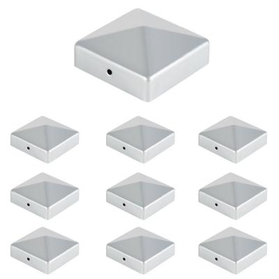 TEMU 10pcs Fence Post Caps For Wood, Decorative Cap, Fence Pole Caps, Black/silver Post End Cap, Pyramid Lid, Protective Cover, Protective Cap 71x71 Mm/ Mm Image