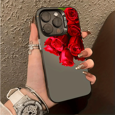 TEMU Rose For Iphone 7 8 Plus X Xr Xs Max 11 12pro 13 14 15 Pro Max - Ultra-thin Veneered Hard Cover With Tpu Protection Image