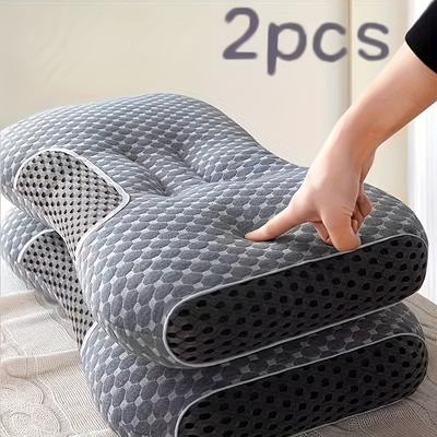 TEMU 1/2pcs Soft Massage Neck Couple Pillow - Adjustable Ergonomic Support, High-quality Pillow Core, Removable Cover, Comfortable Sleeping. Image