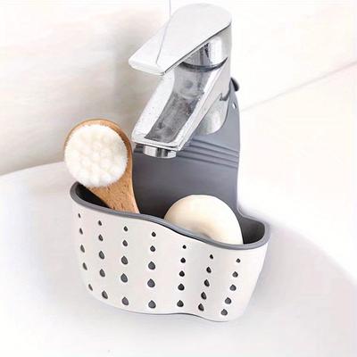 TEMU Adjustable Silicone Sink Tray - Multifunctional Kitchen Organizer, Suitable For Sponges And Supplies, Battery Free Image