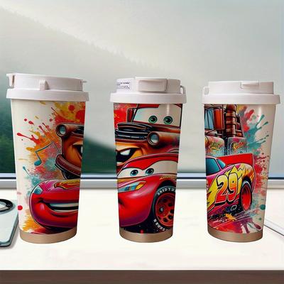 TEMU 1pc Cars 18oz Stainless Steel Travel Mug - Leak-proof, Vacuum Insulated Coffee Cup With Vibrant Car Designs, Ideal For Beverages, Outdoor Activities, Travel, And Camping, Coffee Travel Mug Image