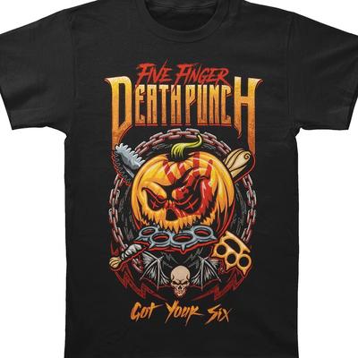 "TEMU Men's 5 Halloween Graphic T-shirt, Large Black Cotton Tee With "got Your Six" Design - Casual Round Neck Short Sleeve Shirt For Adults" Image