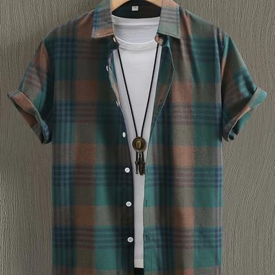 TEMU [popular ] Men's Dress Shirt - Short Sleeve, Non-stretch Fabric, Summer , Hand Wash Or Image