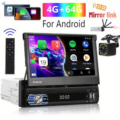 TEMU 2+64g Car Radio Autoradio 1 Din 7'' Touch Screen Car Multimedia Player Gps Navigation Wifi Auto Mp5 Wireless Usb Fm Swc Rear View Camera Image