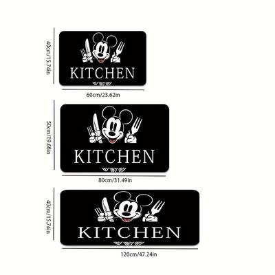 TEMU 1pc Polyester Kitchen Rugs & Thickness Of 10mm 550g/m² Rectangular, Non-slip Floor Mat, Running Mat, Living Room Bedroom Mat, Kitchen Bathroom Washing Machine Washing Mat Cfdd0307b Image