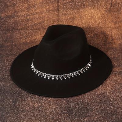 TEMU Chic Y2k-inspired Sparkling British Cowboy Hat - Lightweight, Fashionable Sun & Jazz For Women, Travel & Beach Image