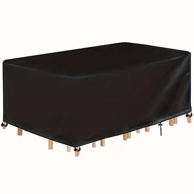 TEMU Black Oxford Silvery-coated Outdoor Tables Dustproof Cover With Four-corner Furniture Cover Image
