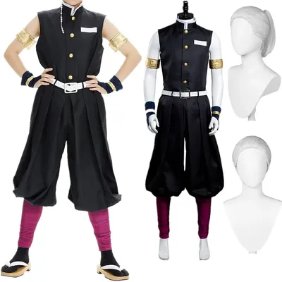 Uzui Tengen Cosplay Perücke Kostüm Kimono Kopf bedeckung männlich Anime Rollenspiel Weste Hosen Image