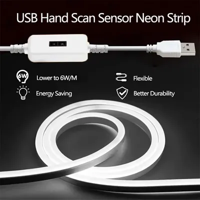 1-5M USB LED Neon Lichter Streifen 5V 3535 Hand Scan Sensor Dimmer Schalter Steuerung 120LED/m für Image