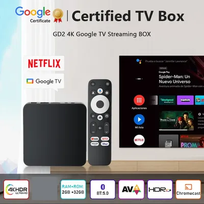 Dcolor GD2 Google&Netflix TV Box Android 12 Amlogic S905Y4 2 GB 32 GB Unterstützung AV1 1080P H.265 4K Wifi BT Spracheingang Media Player