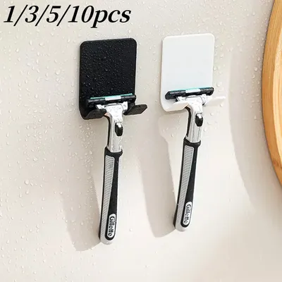 1/3/5/10Pcs Adhesive Razor Holder Wall Mounted Bathroom For Shower Hook Rack Gillette Shaver Holder Plastic Hook Holder Razor Ra