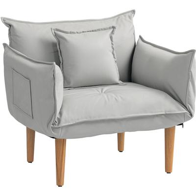 Homcom - 2-in-1 Sessel, Loungesessel mit Kissen, Bodensessel mit Verstellbarer Rückenlehne, Image