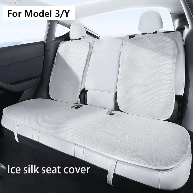 Für Tesla Model Y/3 2025 2024–2018, Sitzbezug aus Eisseide, Kissen, Belüftung und Atmungsaktivität, bequemes Autositz-Zubehör Image