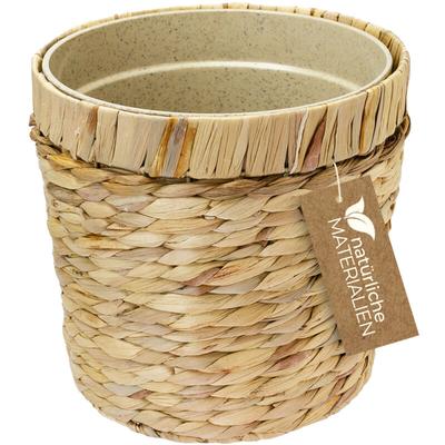HMF - 37280-25CM Innovativer Blumentopf geflochten aus Wasserhyazinthe, mit Pflanztopf aus Image
