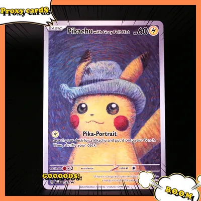 PKM Folienkarten PTCG Proxy Cards Unterhaltungsspiele Pikachu Black Core Papierkarte Kinder PKM Image