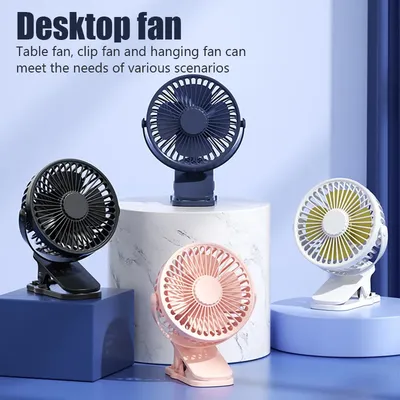 1pc New 360° Clip Fan for Office Desktop Cool Fans Car Home Travel Gadgets Cooling Mini Fan Portable 3 Speed Super Mute Cooler