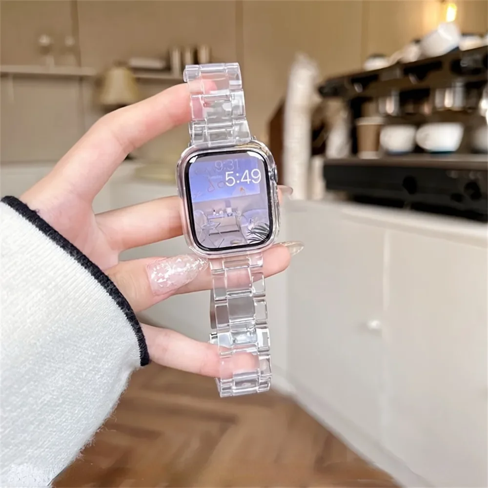Transparentes Gliederarmband für Apple Watch Band 44 mm Ultra 49 mm 41 mm 45 mm 46 mm 42 mm Glacier Strap Iwatch Serie 10 9 8 7 6 5 4 3 Image