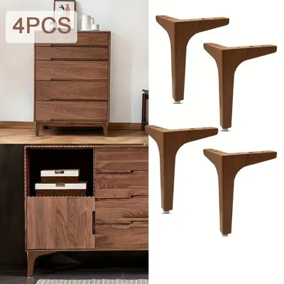 4pcs 17cm Walnut Furniture Legs Extended Antique Metal Design For Wooden Cabinets Sofas Legs Furniture Wooden Furniture Legs