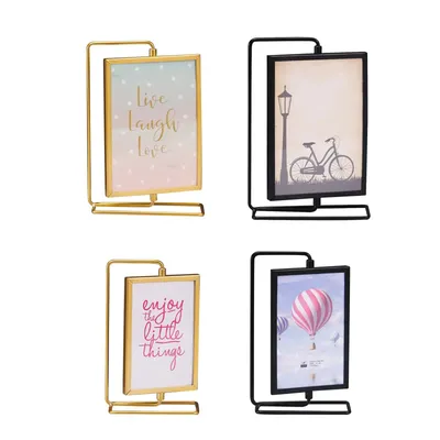 Picture Frame Cards Display Holder with Glass Front Ornament Rotating Photo Frame for Office Family