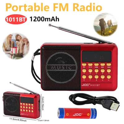 FM Portable Radio Rechargeable Recorder BT 5.4 Radio Speaker with LED Display Pocket Radio for