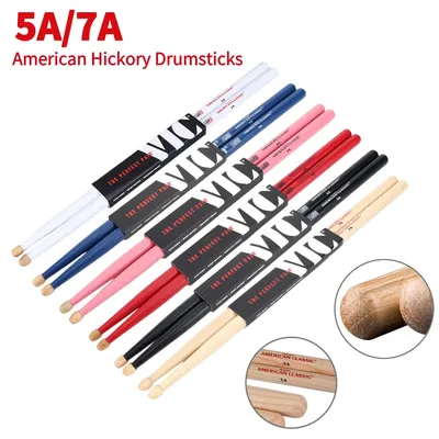 2Pcs Mallets Consistent Weight and Pitch Jazz Drum Sticks Wood Tip Drumsticks American Hickory