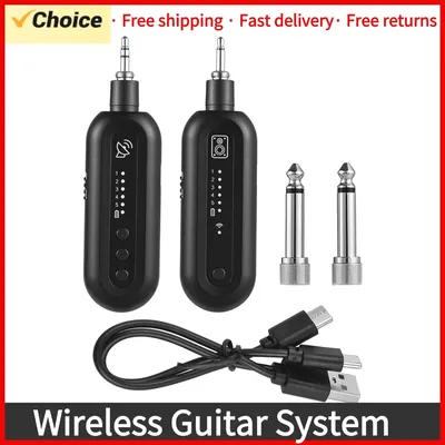 Rechargeable Guitar Transmitter Receiver Set UHF with 5 Channels Wireless Guitar System for
