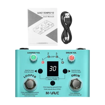 M-VAVE Guitar Effect Pedal Drum Looper Effector 30 Drums 11 Mins Looper Recoding Time High Precision
