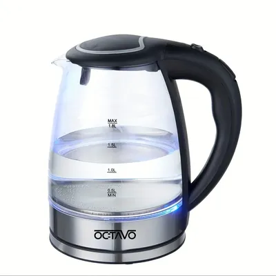 US Plug 1PC 1.8L Glass Electric Tea Kettle, Water Boiler & Heater, 1200 Watts For Fast Boiling, BPA