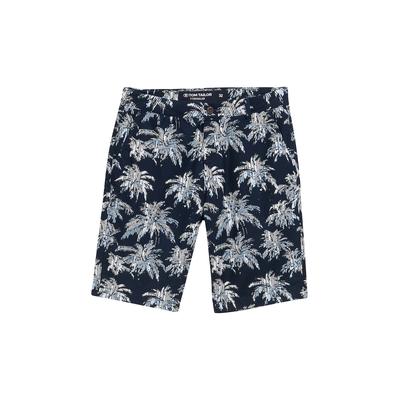 TOM TAILOR Herren Regular Chino Shorts mit Palmen-Print, blau, Palmenprint, Gr. 32