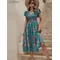 robe femme chic et élégante été,robe mi longue fleurie femme,mode vetement femme,robes volants