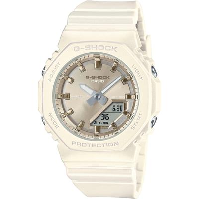 Chronograph CASIO G-SHOCK, weiß (creme, weiß), Armbanduhren, Damen, Quarzuhr, Armbanduhr, Damenuhr, Herrenuhr, analog, digital