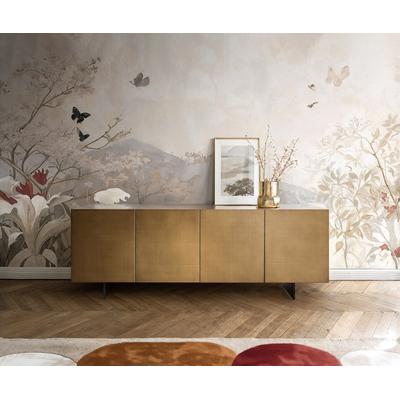 DELIFE Sideboard Aira 200 cm Metallic Gold 4 Türen schwebend Metall Schwarz, Sideboards Image