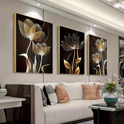 TEMU 3pcs Set, Black And Wall Art Canvas Painting, Suitable For Living Room Decoration - Modern , Required Image