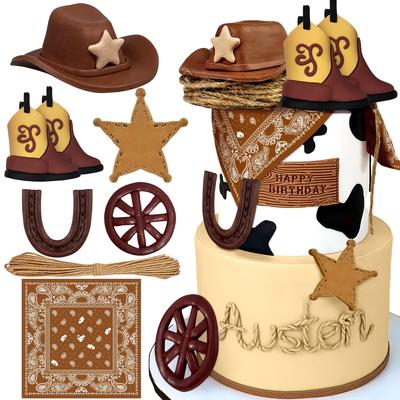 TEMU 8pcs Cowboy Theme Party Cowboy Hat Boots Party Cake Decorations Image