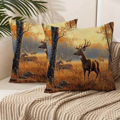 TEMU 2pcs Pillow Covers, Short Plush, Contemporary Style, Polyester, Zippered, Machine Washable, For Sofa, Living Room, Outdoor Decor Image