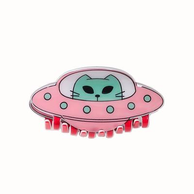 TEMU 1pc Cute And Ufo Cartoon Hair Clip - Made Of Acrylic Material, Suitable For Daily Styling And Fun , Single Piece Headwear With Image