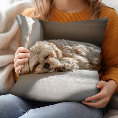 TEMU 1pc Vintage 18x18 Inch Throw Pillow Cover - Cozy Double-sided Polyester, Machine Washable With Invisible Zipper - Ideal For Living Room & Bedroom Decor, Sofa Snuggle Theme, Cute Pillows Image