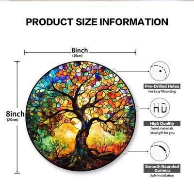 TEMU Tree Of Life Sun , 8 Inch X 8 Inch Indoor And Outdoor Wall Decoration, Art Garland And Porch Decoration, Ideal For Bedroom, Office, , Home Decoration, Perfect Birthday Or Housewarming Gift Image
