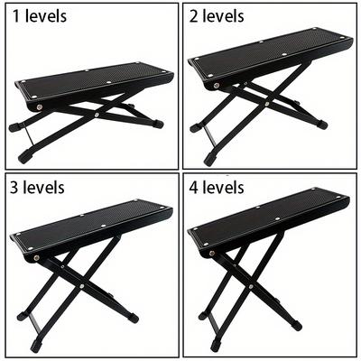 TEMU Proguitarist's - Adjustable 4-level Pedal With Foldable Design, Ergonomic Footrest, And Construction For Playing