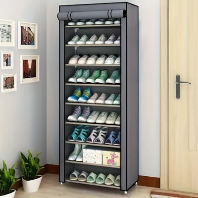 TEMU 1pc Extra Large Capacity Shoe Rack Organizer, Space-saving Storage Cabinet, Easy Assembly, Versatile Use For Shoes, Clothing, And Personal Items, Fragrance-free Plastic Material Image