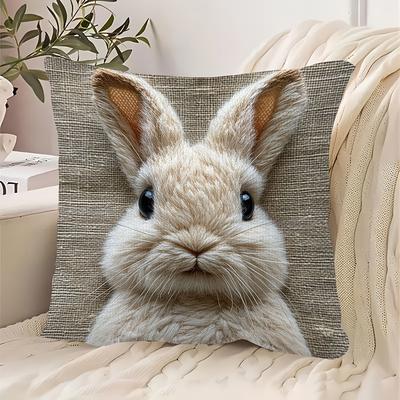 TEMU 1pc, 2 - Sided, 2d Flat Printing, Rabbit Animal For Sofa, Chair, Bed, Car, Living Room, Office - Decor, 18x18inch, No Pillow Insert, Non - Real Embroidery.amicixiu109 Image