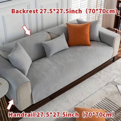 TEMU 1pc Fitted Chenille Sofa Cover - , Solid Color, Pet-friendly Sofa Protector With Non-slip Backing - , Machine Washable, Suitable For 1-4 Seat Sofas Image