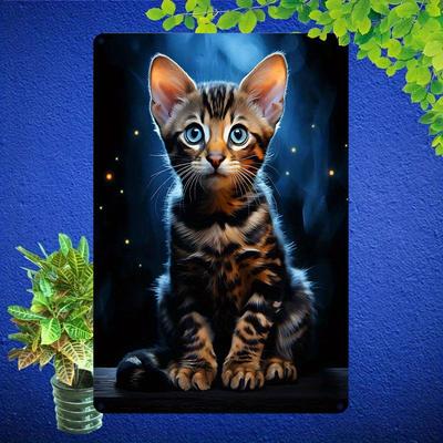 "TEMU " Kitten Glow" Flat 2d Art Design, Sign, Bar, Coffee Shop Metal Wall Arts, Home Kitchen Seasonal Decor, Decorative Plaque & Statues Decor, 11.8x7.8inch, 30x20cm, 1pc" Image