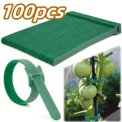 TEMU Green, Reusable 20pcs/50pcs/100pcs 6-inch Adjustable Non-slip Nylon Plant Ties With Hook And Loop Fasteners, Ideal For Climbing Plants Support And Gardening Applications Image