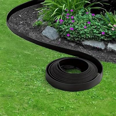 TEMU Black Pe Garden Border - 10 Meters Of Flexible Landscape Fence, Equipped With 30 Sturdy Anchor Nails For Easy Between Lawn And Garden Image