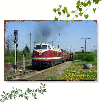 TEMU Vintage Meg 208 Mitteldeutsche Eisenbahn Gesellschaft V 180 Wall Art - Rustic 8x12 Inch Metal Decor Featuring & Cream With Accents, Train Decor, Room Decor Image