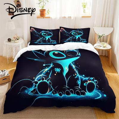 TEMU 3pcs Stitch Pattern Print Bedding Three-piece Set Including 1 Quilt Cover And 2 Pillowcases Craft Supplies Fabric Multiple Sizes Room Decoration Gifts Image