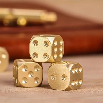 TEMU 1 Set Of 5 Handmade Solid Brass Dice, Polished Table Game Dice, Suitable For Bar Accessories And Creative Gifts, Type, Durable Copper