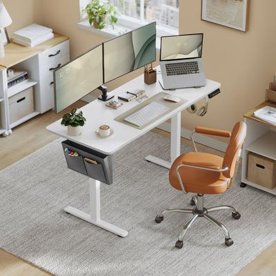 TEMU Height-adjustable Electric Desk, 60 X 140 X (72-120) Cm, Adjustable Table With Memory Function For 4 , Ideal For Home Office And Study Room Image